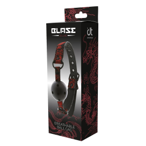 Кляп чорний Dream Toys Blaze Deluxe з червоним візерунком у вигляді вишивки