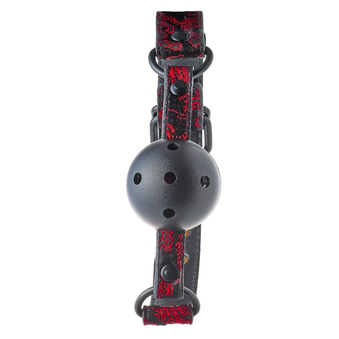 Кляп чорний Dream Toys Blaze Deluxe з червоним візерунком у вигляді вишивки