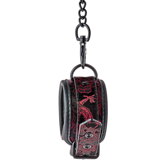 Окови на ноги Dream Toys Blaze Deluxe чорні з червоною вишивкою