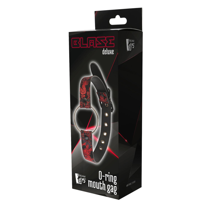 Кляп-кільце Dream Toys Blaze Deluxe з тисненням, чорний-червоний