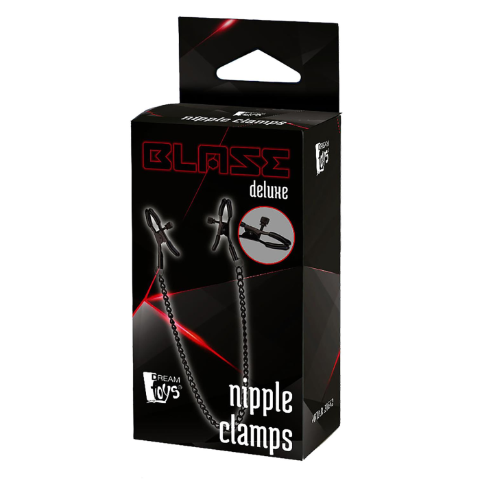 Затискачі для сосків Dream Toys Blaze Deluxe Nipple Clamps на чорному ланцюжку