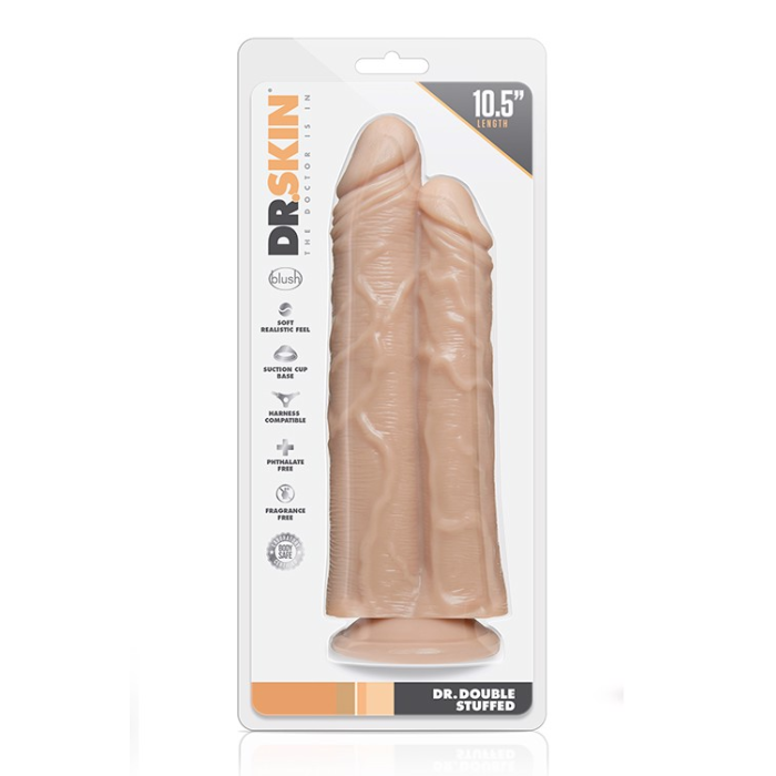 Подвійний фалоімітатор на присосці Blush Dr. Skin Dr. Double Stuffed тілесний