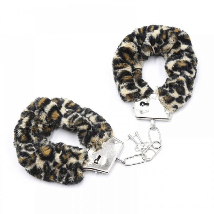 Наручники з хутром DS Fetish Metal, Leopard