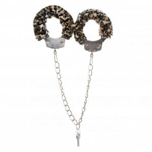 Поножі метал з хутром DS Fetish Metal, Leopard
