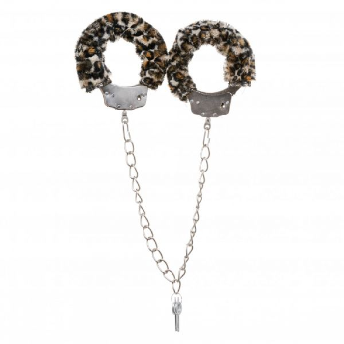 Поножі метал з хутром DS Fetish Metal, Leopard