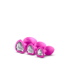 Набір анальних пробок із камінням Blush Bling Plugs Training Kit, рожевий