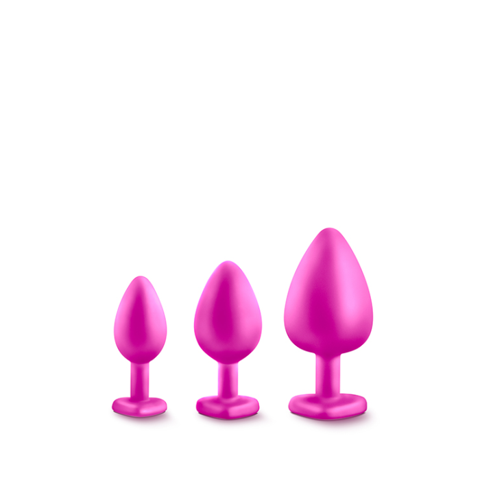 Набір анальних пробок із камінням Blush Bling Plugs Training Kit, рожевий