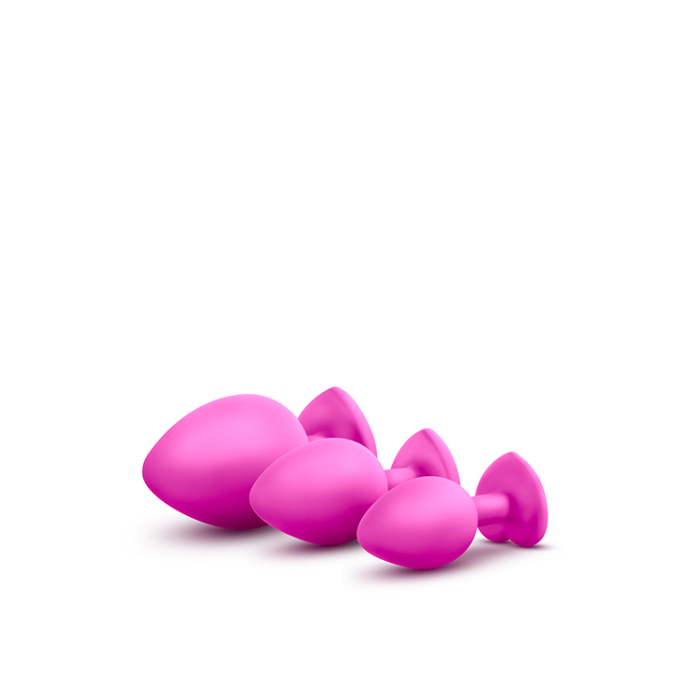 Набір анальних пробок із камінням Blush Bling Plugs Training Kit, рожевий