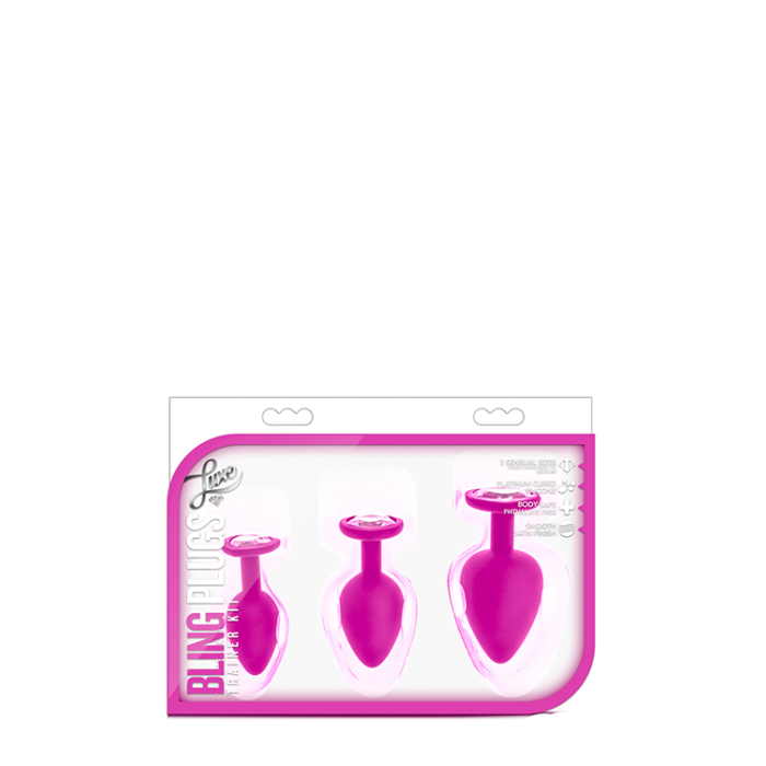 Набір анальних пробок із камінням Blush Bling Plugs Training Kit, рожевий