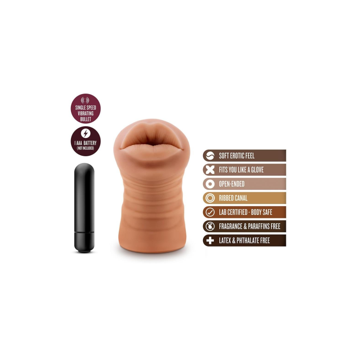 Мастурбатор реалістичний у вигляді рота Blush M For Men Isabella з віброкулею, мулатка