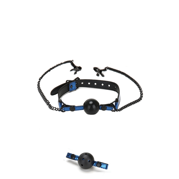 Кляп з зажимами для сосків WHIPSMART DIAMOND BLUE