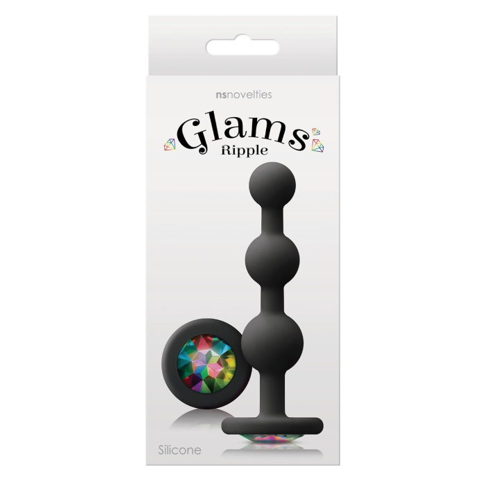 Анальна пробка з кристалом GLAMS RIPPLE RAINBOW Gem BLACK