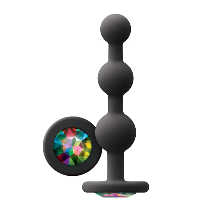 Анальна пробка з кристалом GLAMS RIPPLE RAINBOW Gem BLACK
