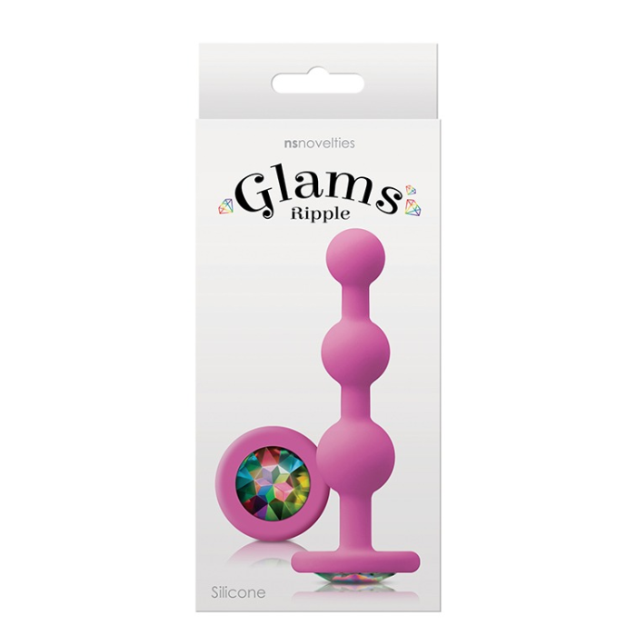 Анальна пробка з кристалом GLAMS RIPPLE RAINBOW GEM PINK