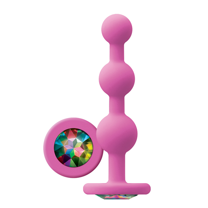 Анальна пробка з кристалом GLAMS RIPPLE RAINBOW GEM PINK