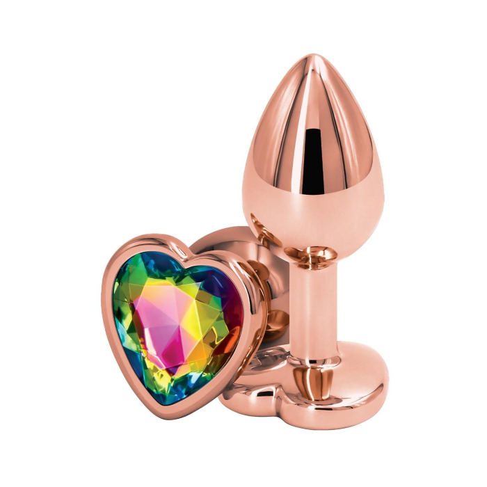 Анальна пробка REAR ASSETS ROSE GOLD HEART RAINBOW, s