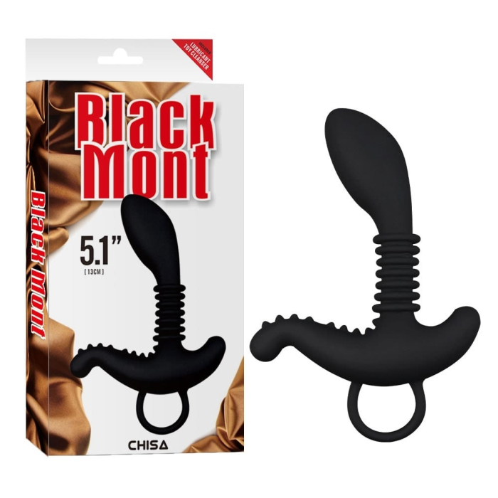 Cтимулятор простати з додатковим відростком Chisa Black Mont Booty Exciter і кільцем-тримачем