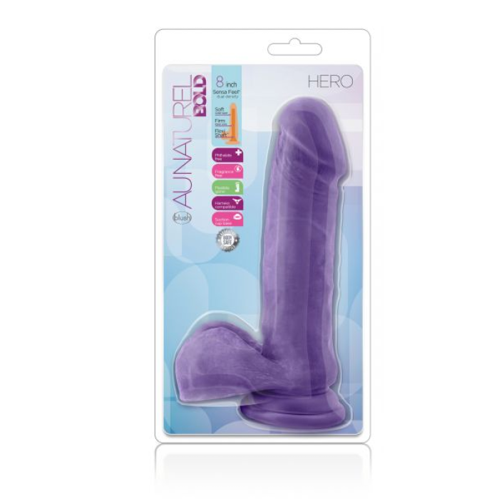 Фалоімітатор кібершкіра au NATUREL bold HERO 8INCH DILDO PURPLE