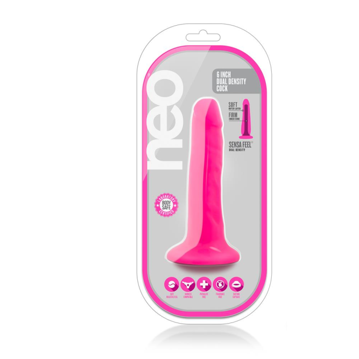 Фалоімітатор NEO 6INCH DUAL DENSITY cock NEON PINK