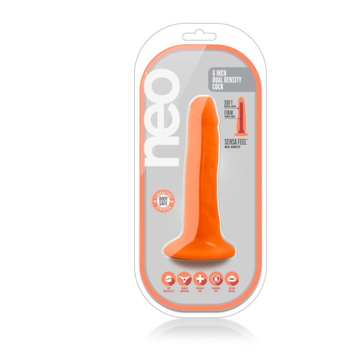 Фалоімітатор NEO 6INCH DUAL DENSITY cock NEON ORANGE