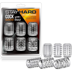 Набір насадок із різною структурою Blush Stay Hard Cock Sleeve Kit прозорі