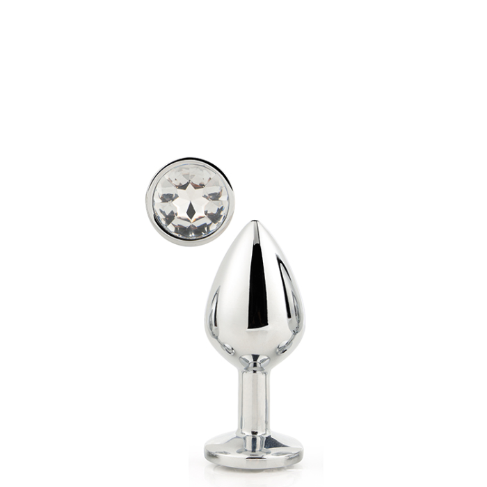 Dt21785 анальна пробка з каменем GLEAMING LOVE SILVER PLUG SMALL