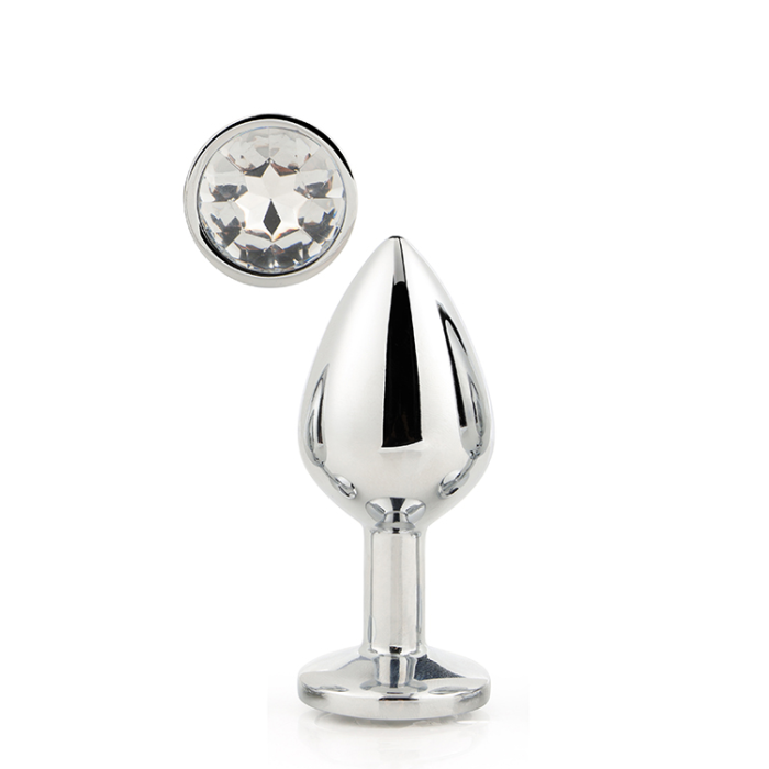 Dt21787 анальна пробка з каменем GLEAMING LOVE SILVER PLUG LARGE