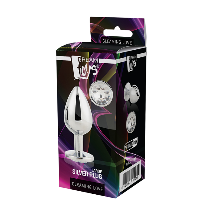 Dt21787 анальна пробка з каменем GLEAMING LOVE SILVER PLUG LARGE