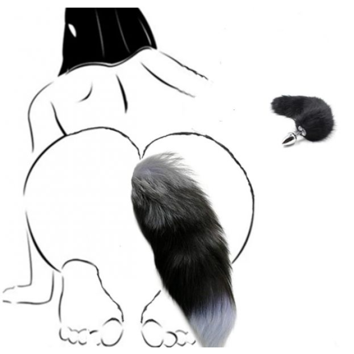 F61280 анальна пробка з хвостом Єнот, Raccoon Tail M