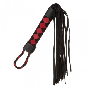 F61423 батіг з екошкіри та замші ромб FLOGGER BLACK / RED