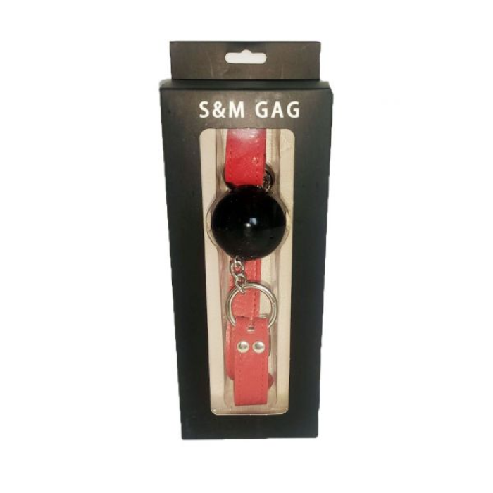 F61403 кляп з екошкіри Loveshop Latex Comfort BREATHABLE BALL Gag RED