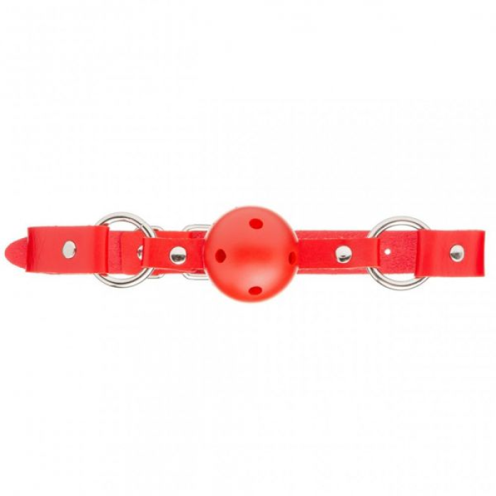 F61401 Кляп з екошкіри BREATHABLE BALL Gag RED