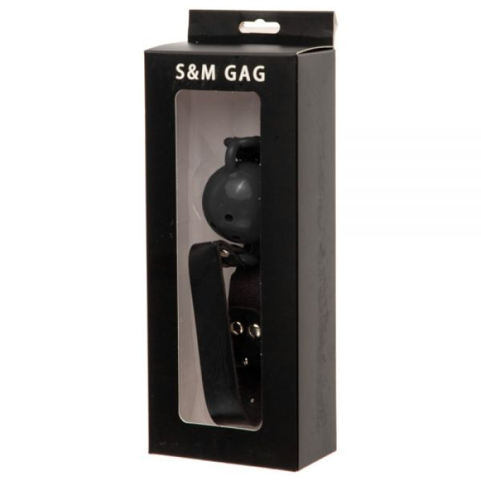 F61432 Кляп з силікону на ланцюжку Loveshop Latex BREATHABLE BALL Gag BLACK