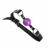 Кляп з екошкіри Loveshop Latex BREATHABLE BALL Gag BLACK / PURPLE