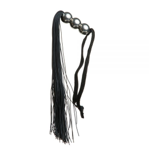 F61431 батіг з силікону ручка 3 кульки FLOGGER BLACK METAL