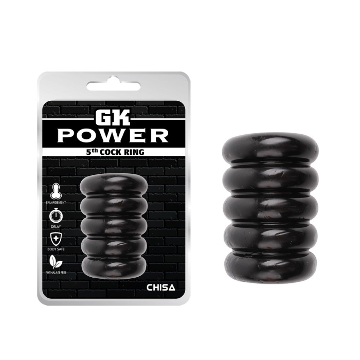 Ерекційне кільце багатоярусне Chisa GK Power, з рельєфом, чорний
