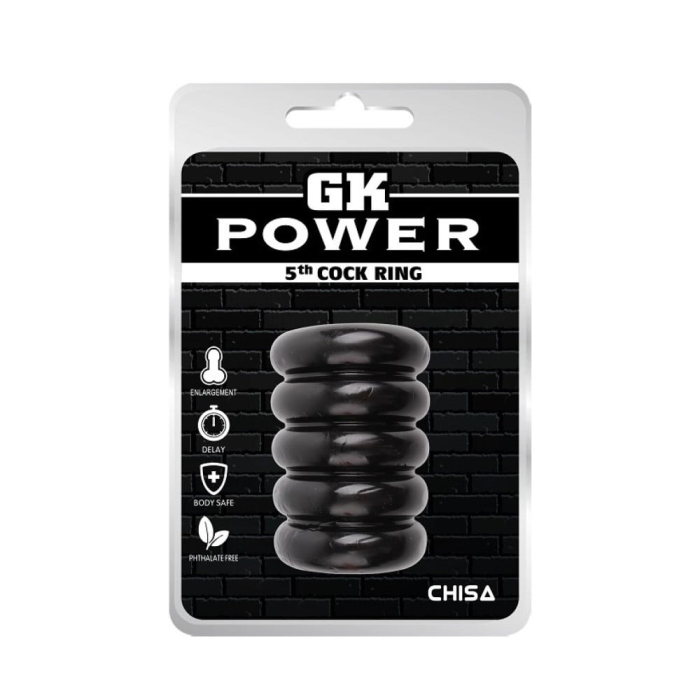 Ерекційне кільце багатоярусне Chisa GK Power, з рельєфом, чорний