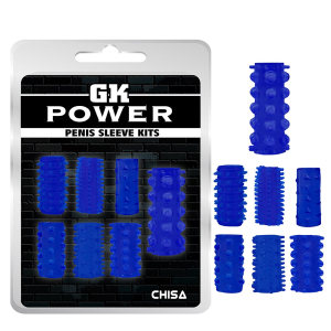 Набір насадок на пеніс Chisa GK Power з різним рельєфом, синій