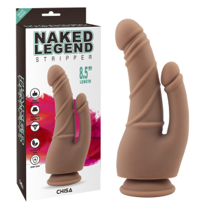 Фалоімітатор подвійний на присосці Chisa Naked Legend Stripper 8.5 бежевий