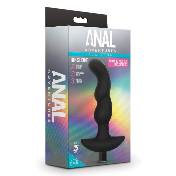 Масажер простати звивистий з вібрацією Blush Anal Adventures чорний