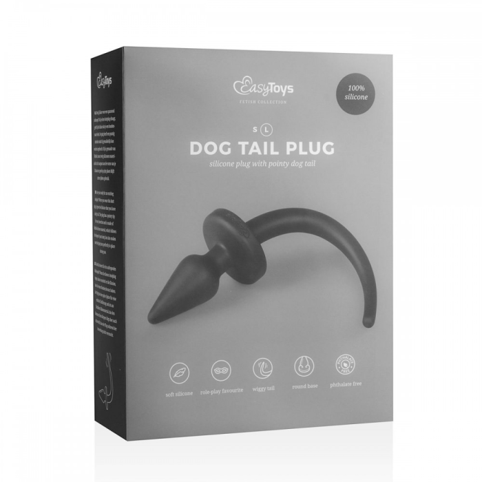 Анальна силіконова пробка з імітацією собачого хвоста Easytoys Dog Tail Plug 30 см, чорна