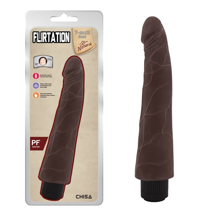 Вібратор з кібершкіри Chisa T-skin ReaL Flirtation на батарейках, коричневий