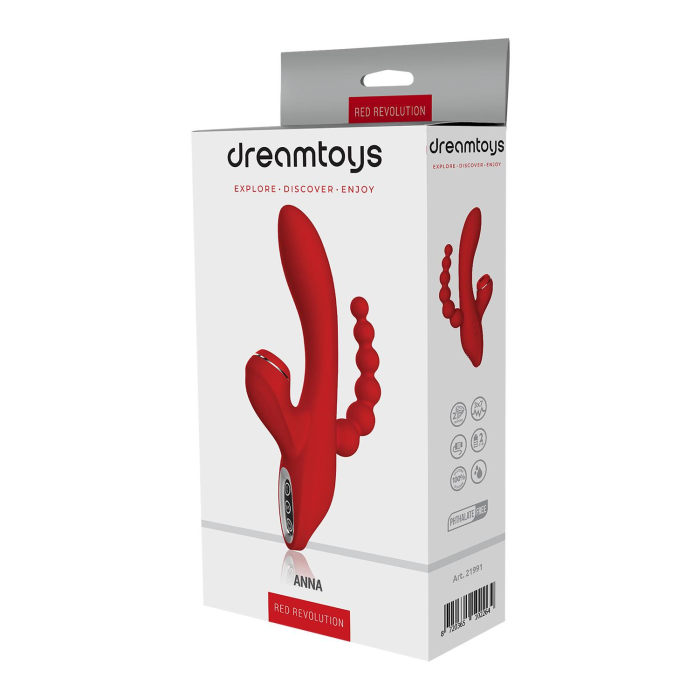 Потрійний вібратор із вакуумною стимуляцією Dream Toys RED REVOLUTION ANNA