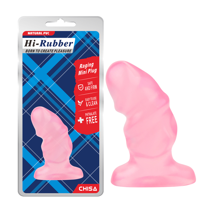 Рифлена анальна пробка Chisa Hi-Rubber Raging Mini Plug, рожева