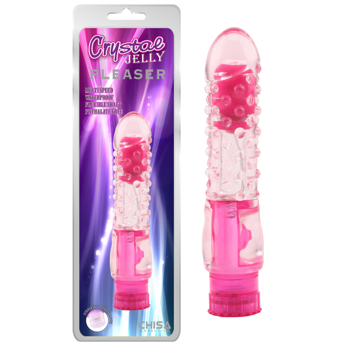 Вібратор із рельєфом Chisa Crystal Jelly Pleaser на батарейках, рожевий