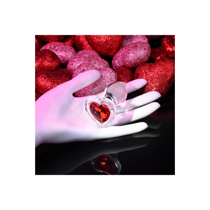 Скляний анальний затор ADAM ET EVE RED HEART GEM GLASS PLUG SMALL