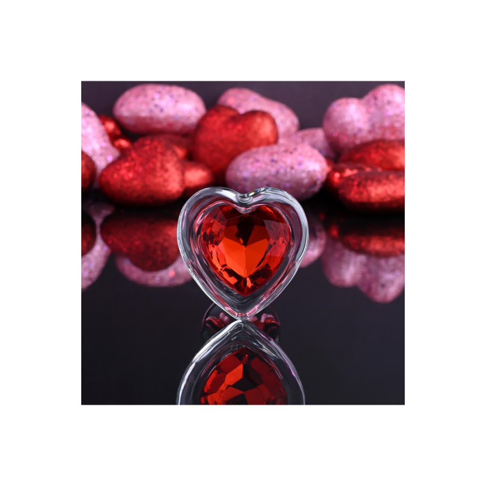 Скляний анальний затор ADAM ET EVE RED HEART GEM GLASS PLUG SMALL