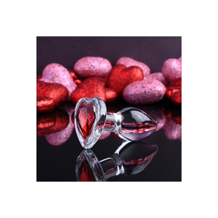 Скляний анальний затор ADAM ET EVE RED HEART GEM GLASS PLUG SMALL