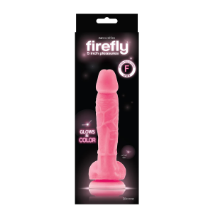 Фалоімітатор рожевий FIREFLY 5", що світиться GLOWING DILDO PINK