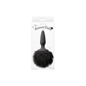 Анальна пробка з м'яким пухнастим хвостом кролика BUNNY TAILS MINI BLACK BLACK FUR